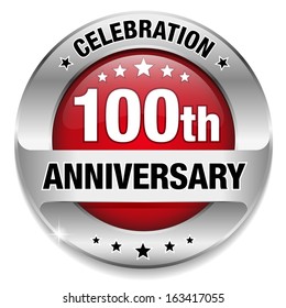 Silver red hundred year anniversary badge