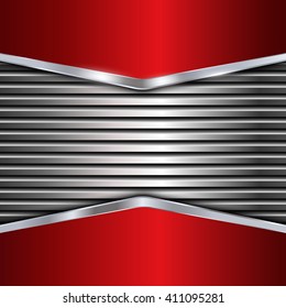 Silver and red metallic background. Abstract vector illustration.