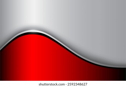 Silver red metallic background, elegant wavy vector 3d illustration.