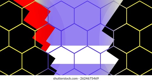 Fondo metálico rojo plateado con Ilustración vectorial de patrón hexagonal.