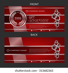 Silver and red voucher template eps 10 vector