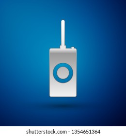 Silver Remote control icon isolated on blue background. Vector Illustration