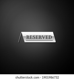 Silver Reserved icon isolated on black background. Long shadow style. Vector.