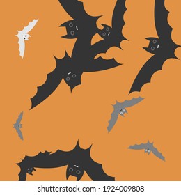 Silver Retro Grey Bats Vector Design Pic. Attack White Print Black Halloween Modern Design. Orange Motion Creepy Spooky Modern Style Background. Light Scary Funny Chaos Art Flying Bats Fabrics.