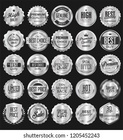 silver retro vintage badges and labels collection