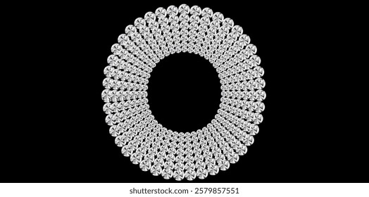 Silver Rhinestone Diamonds Decorative Frame Design Vector Illustration.