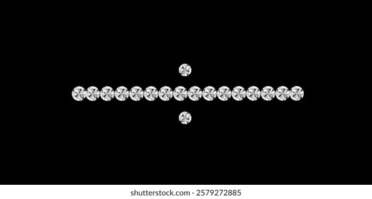 Silver Rhinestone Diamonds Divide Sign Vector Illustration.
