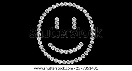 Silver Rhinestone Diamonds Emoji Emotion Sign Vector Illustration.