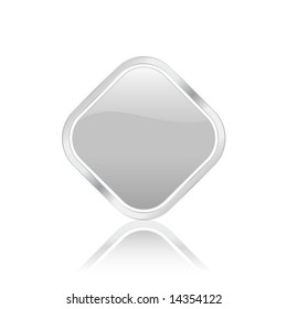 Silver rhomb icon with metal contour, isolated on white background. Vector illustration