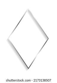 Silver rhombus frame with shadows and highlights isolated on a white background.