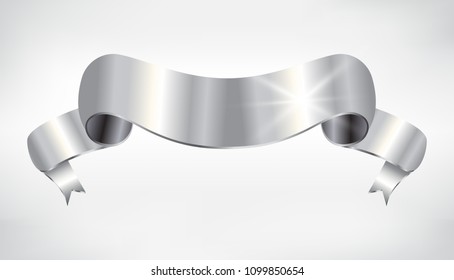 Silver ribbon banner.Vector ribbon for your design.