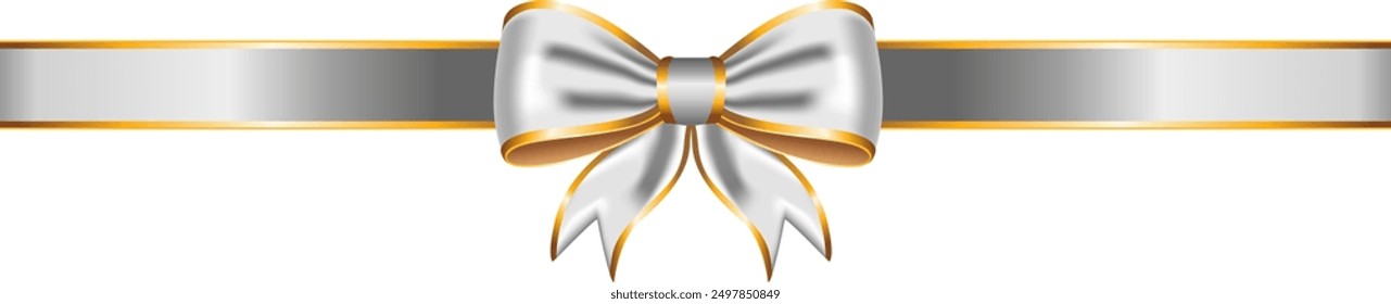 Silver ribbon bow has gold trim illustration