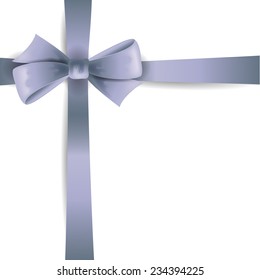 Silver ribbon with bow isolated on white