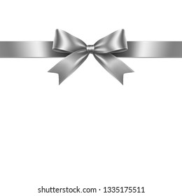 Silver ribbon bow vector. Illustration of a silver grey ribbon bow on white background.