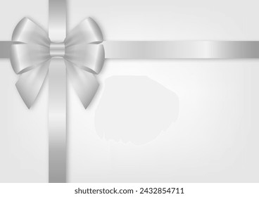 Silver Ribbon Bow. Vector Illustration Isolated on White Background. 