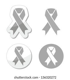 Silver ribbon - children with disabilities, Parkinson's disease, mental illness awareness sign