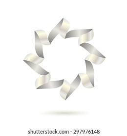 Silver Ribbon Frame. Vector illustration.