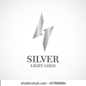 Silver ribbon of light connection abstract vector and logo design or template metallic business icon of company identity symbol concept