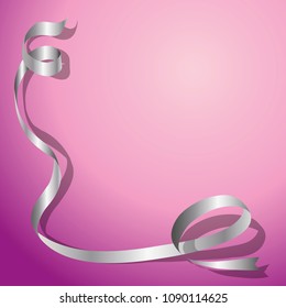 Silver ribbon on a pink background