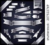 Silver Ribbons Banners Collection Set5. In the EPS file each element is grouped separately.