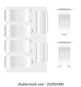 Silver Ribbons Set isolated On White Background. Vector Illustration