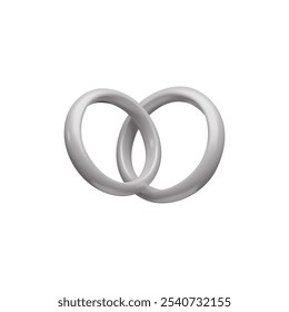 A silver ring. 3D illustration of an elegant set of wedding rings for a marriage proposal and engagement. Stylish premium jewelry on a white background.