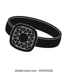 Silver ring icon in black style isolated on white background. Jewelry and accessories symbol stock vector illustration.