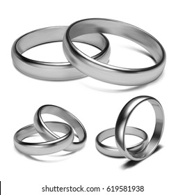 Vector Set Silver Wedding Rings Isolated Stock Vector (Royalty Free ...