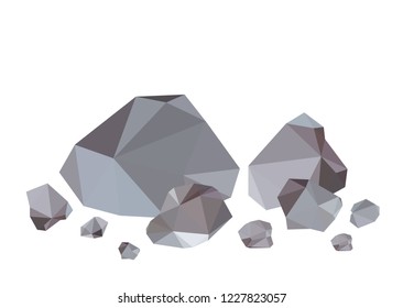 Silver rock set isolated on white
