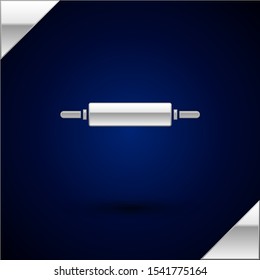 Silver Rolling pin icon isolated on dark blue background.  Vector Illustration