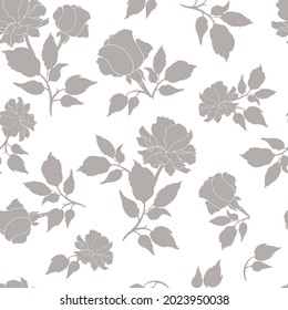 Silver Roses Seamless Pattern Background