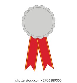 Silbernes Rosettenabzeichen mit roten Bändern, leere Schablone für das Award-Design