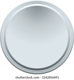 Silver round badge. Blank award medal mockup