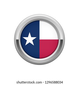 Silver round badge with The flag of Texas