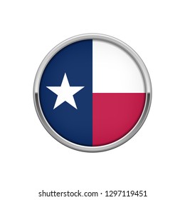 Silver round badge with The flag of Texas