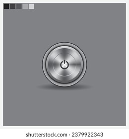 Silver round button with frame vector illustration. 3d steel glossy elegant circle design for empty emblem
