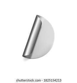 Silver round crumpled sticker with peeling corner mock up set. Adhesive silver foil or plastic sticker label with wrinkled effect on white background. Blank template label tag. 3d realistic vector