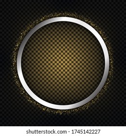 Marco redondo plateado aislado sobre fondo transparente. Vector Plata y marco de círculo de brillo dorado. Borde redondeado de líneas de brillo de lujo plateado. El oro redondo abstracto brilla sobre un fondo transparente. 