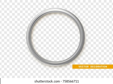 Silver round frame isolated on transparent background.