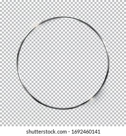 silver round frame on transparent background
