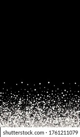 Silver Round Golden Black Background. Modern Dust Wallpaper. White Sequin Effect Card. Circle Falling Texture.