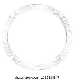 Silver round metal frame isolated on white. Vector frame for photo. Frame for text, certificate, pictures, diploma