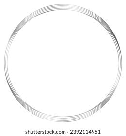 Silver round metal frame isolated on white. Vector frame for photo. Frame for text, certificate, pictures, diploma