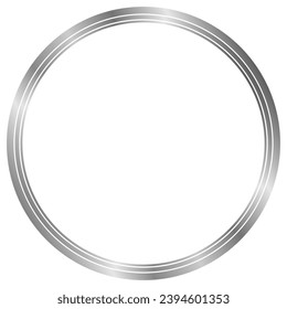 Marco de metal redondo plateado aislado en blanco. Marco vectorial para la foto. Marco para texto, certificado, imágenes, diploma	