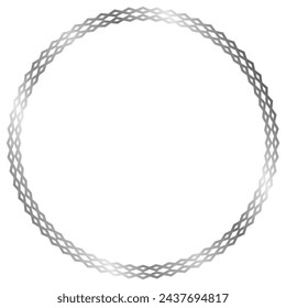 Silver round metal frame isolated on white. Vector frame for photo. Frame for text, certificate, pictures, diploma. Luxury, gold, wedding, celebration. Zig Zag frame