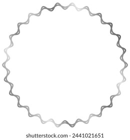 Silver round metal frame isolated on white. Vector frame for photo. Frame for text, certificate, pictures, diploma. Luxury, gold, wedding, celebration. Wavy frame