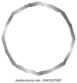 Silver round metal frame isolated on white. Vector frame for photo. Frame for text, certificate, pictures, diploma. Luxury, gold, wedding, celebration. Worn, old frame