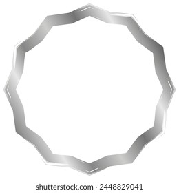 Silver round metal frame isolated on white. Vector frame for photo. Frame for text, certificate, pictures, diploma. Luxury, gold, wedding, celebration. Worn, old frame