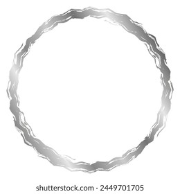 Silver round metal frame isolated on white. Vector frame for photo. Frame for text, certificate, pictures, diploma. Luxury, gold, wedding, celebration. Worn, old frame