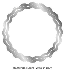 Silver round metal frame isolated on white. Vector frame for photo. Frame for text, certificate, pictures, diploma. Luxury, gold, wedding, celebration. Worn, old frame